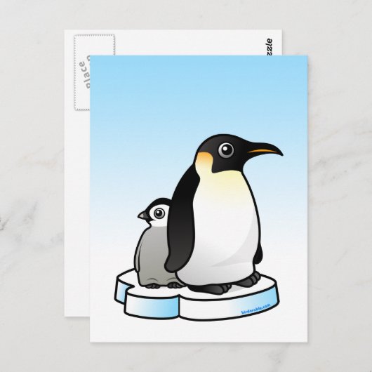Emperor Penguin met Chick Briefkaart (Voorkant / Achterkant)
