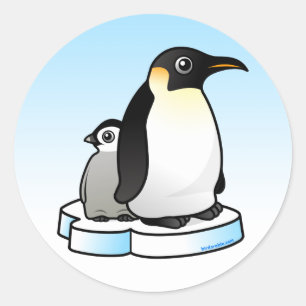 Emperor Penguin met Chick Ronde Sticker