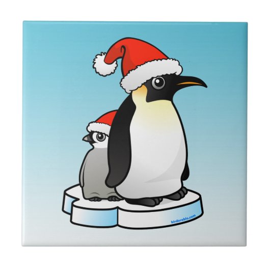 Emperor Penguin Santa Tegeltje (Voorkant)