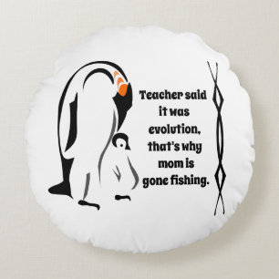 Emperor Penguin Vader die bij Zoon staat Rond Kussen