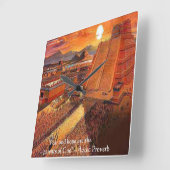 Empire Aztèque & Horloge Mur Proverbe Célèbre (Angle)