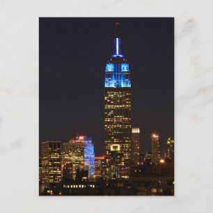 Empire State Building 30 Rock in blauw voor Autism Briefkaart