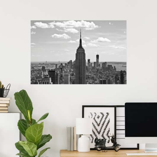 Empire State Building affiche noir et blanc (Bureau à domicile)