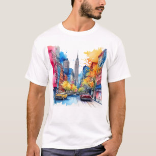 Empire State Building en kleurrijk New York City T-shirt
