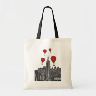 Empire State Building en Red Hot Air Luchtballonne Tote Bag