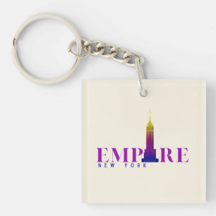 Empire State Building-New York-Levendig paars- Sleutelhanger