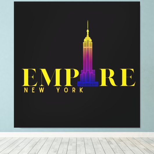 Empire State Building-New York-Vibrant Gold Canvas Afdruk (Insitu (Houten vloer))
