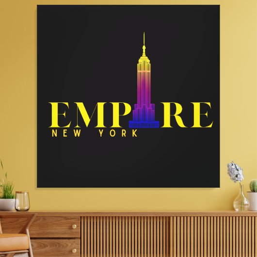 Empire State Building-New York-Vibrant Gold Canvas Afdruk (Insitu (Woonkamer))