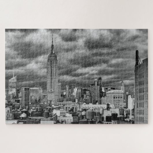 Empire State Building, Stormy NYC skyline, B&W Legpuzzel (Horizontaal)