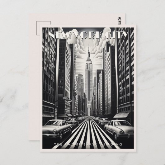 Empire State New York USA Reizen Kunst Briefkaart (Voorkant / Achterkant)