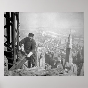Empire State staalarbeider, 1936. Oude foto Poster