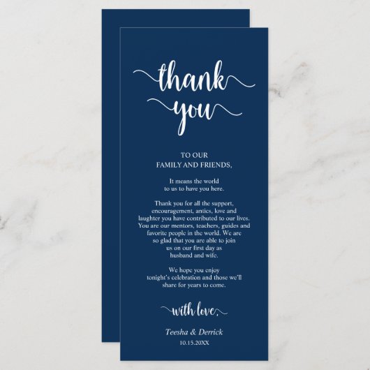 Emplacement de réception Merci Rustique Carte bleu (Devant / Derrière)