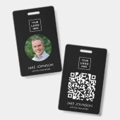 Employé noir moderne Code QR Badge (Avant & arrière)