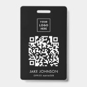 Employé noir moderne Code QR Badge (Arrière)