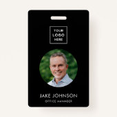 Employé noir moderne Code QR Badge (Devant)