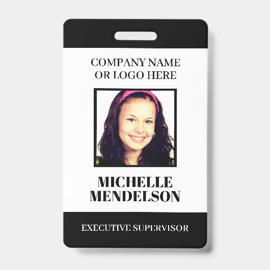 Employé personnalisé photo ID tag code-barre Badge (Avant)
