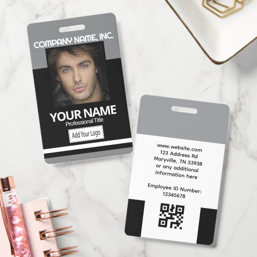 Employee Photo Badge ID - Black and Gray (Bureau)