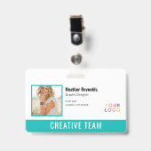 Employee Photo Logo Turquoise Badge (Avant avec clip)