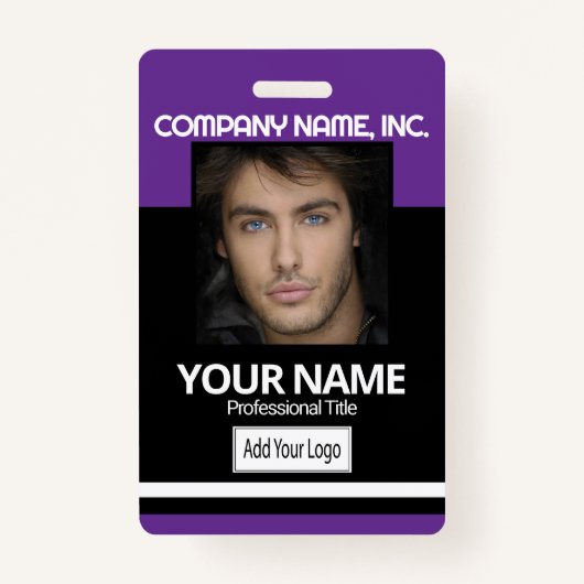 Employee / School Photo Badge - Black and Purple (Devant)