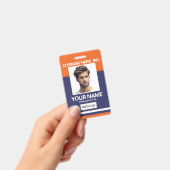 Employee / School Photo Badge - Orange & Navy Blue (À main)