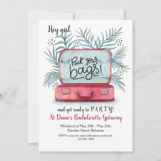 Emportez vos sacs Bachelorette Party Invitations (Devant)