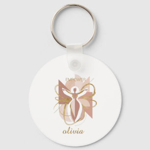 Empower Abstracte Gouden Vrouw Silhouet Kunst Sleutelhanger