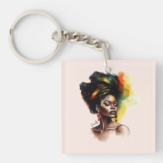 Empowered Afro-Amerikaanse Vrouw (2) Sleutelhanger (Voorkant)