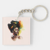 Empowered Afro-Amerikaanse Vrouw (2) Sleutelhanger (Achterkant)