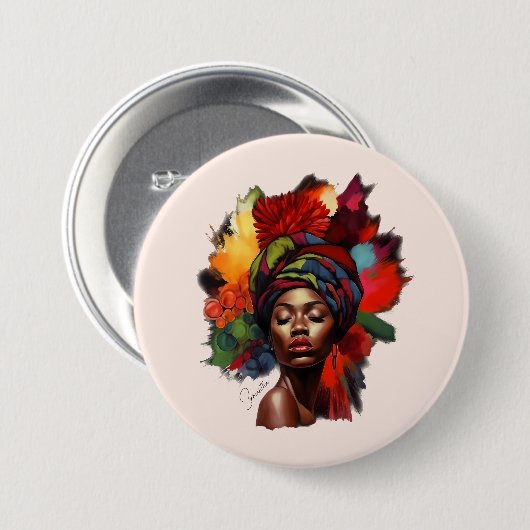 Empowered Afro-Amerikaanse vrouw Ronde Button 7,6 Cm (Voorkant /achterkant)