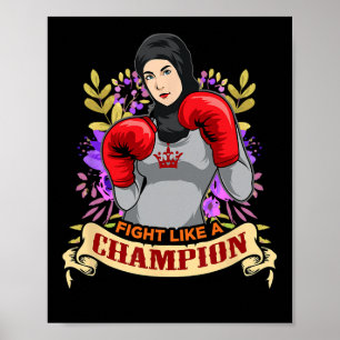 Empowered Arabische Hidjab Vrouw Boksen Kickboksen Poster