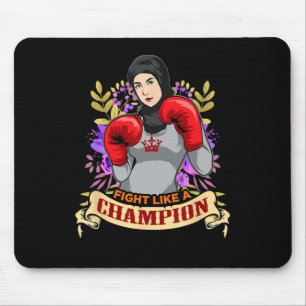 Empowered Arabische Hijab-vrouw Boksen Kickboksen Muismat