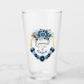 Empowered by God's Grace Blue Gold Floral Glas (Voorkant)