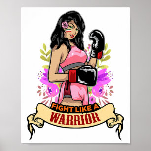Empowered Latina Vrouw Boksen Kickboksen Meisje Fi Poster