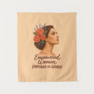 Empowered Vrouw met Bloemen Wandkleed
