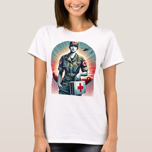 Empowering Army Nurse T-shirt – Eerbetoon (Voorkant)