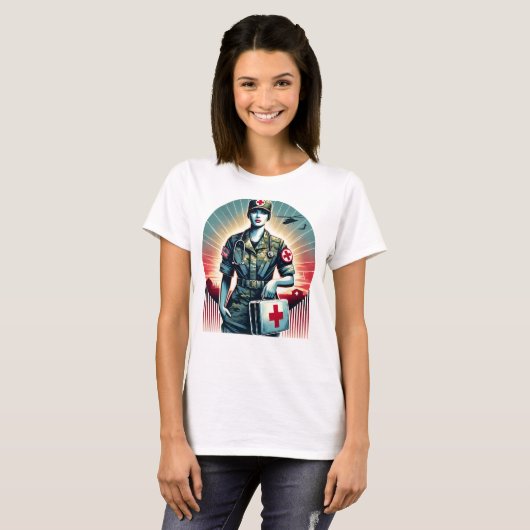 Empowering Army Nurse T-shirt – Eerbetoon (Voorkant volledig)