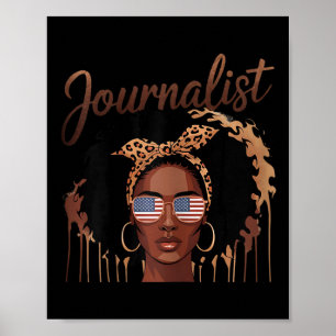 Empowering Black Journalist Krachtig Afro Portret Poster