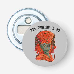 Empowering Goddess Art Spirituele Vrouwelijke Krac Button Flesopener