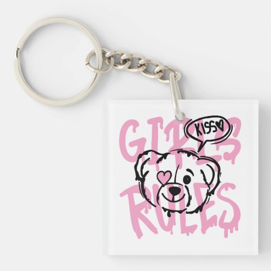 Empowering Women: MEISJES REGELS Kunstwerk Sleutelhanger (Voorkant)