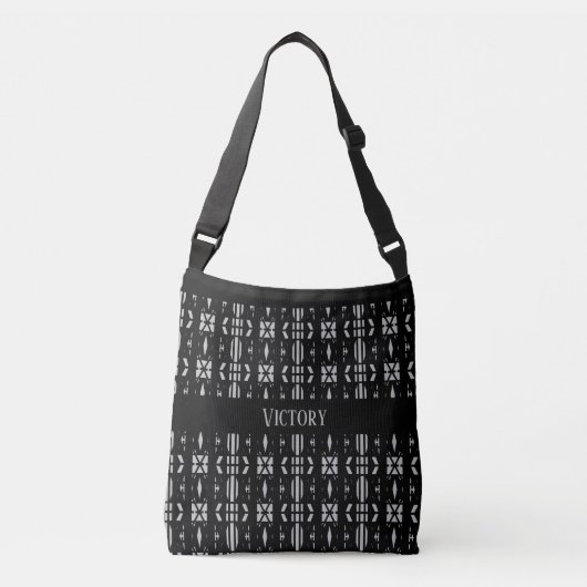 Empowerment Black Silver Pattern Crossbody Tas (Voorkant)