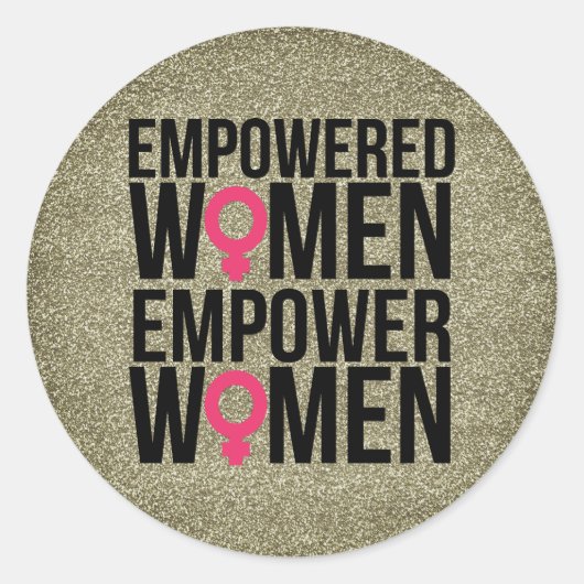 Empowerment Vrouwen Gouden Glitter Stickers (Voorkant)