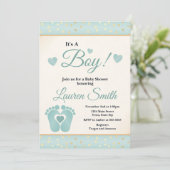 Empreinte Baby shower Invitation garçon, orteils b (Debout devant)