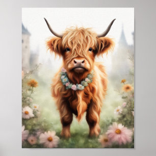 Empreinte d'art de la vache de Boho Highland, déco