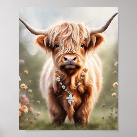 Empreinte d'art de la vache de Boho Highland, déco (Devant)