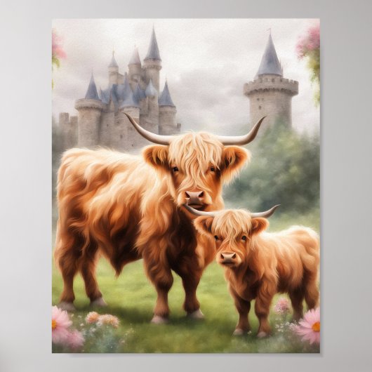 Empreinte d'art de la vache de Boho Highland, déco (Devant)