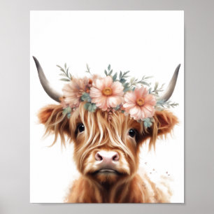 Empreinte d'art de la vache de Boho Highland, déco