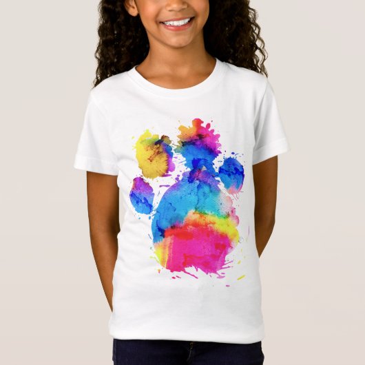 Empreinte de chien en T-shirt couleur aquarelle (Devant)
