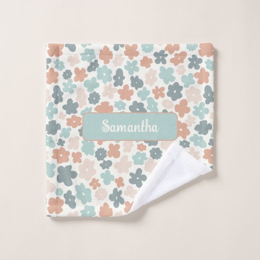 Empreinte de fleurs pastel retro Boho (Gant de toilette)