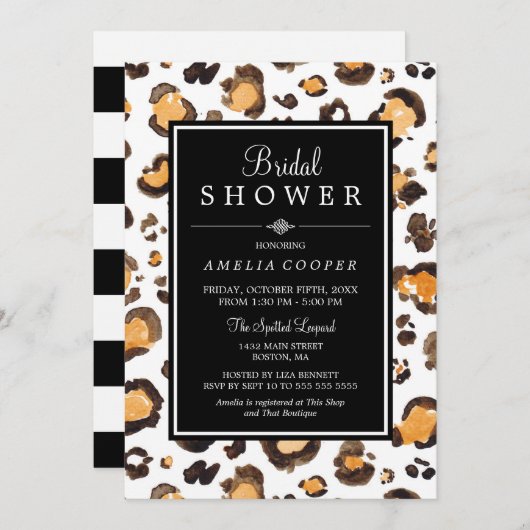 Empreinte de léopard aquarelle | INVITATION FÊTE D (Devant / Derrière)