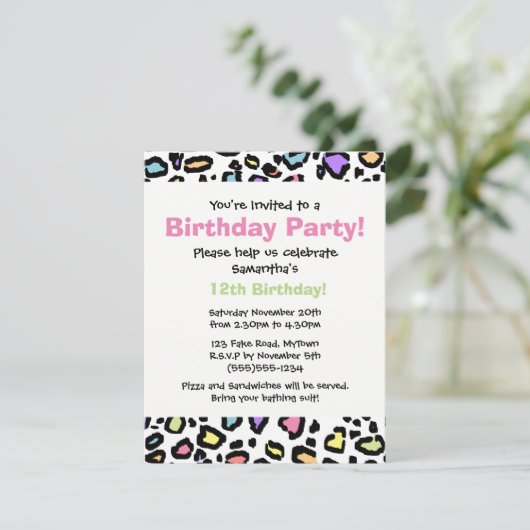 Empreinte de léopard arc-en-ciel Invitation de fêt (Debout devant)